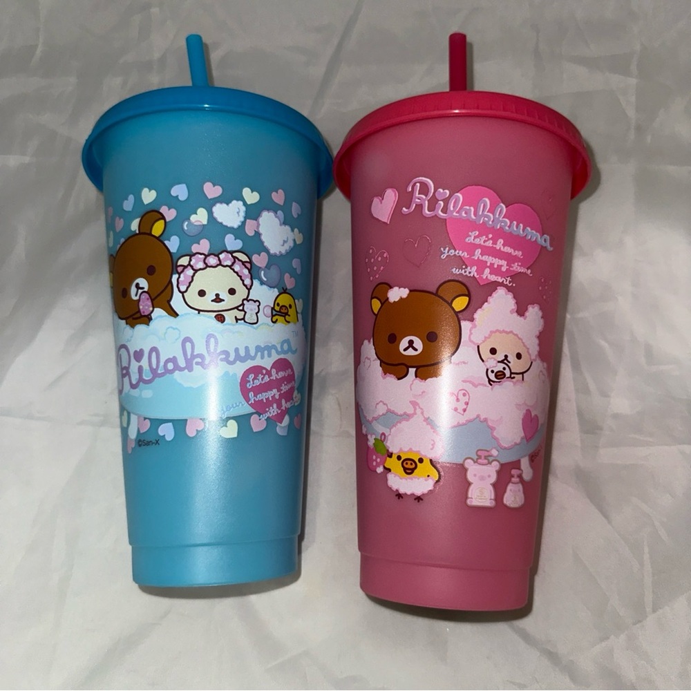 Rilakkuma Collab Round 1 Color Changing Bath Time Cups with Lid - Set Of 2